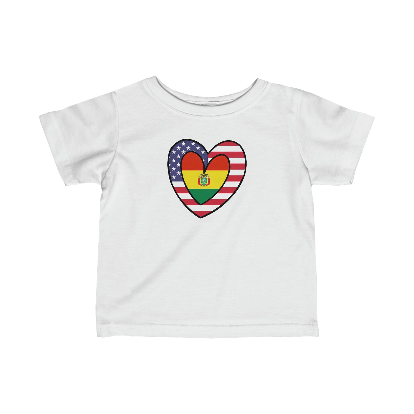 Infant Bolivian American Heart Valentines Day Gift Half Bolivia USA Flag Toddler Tee Shirt