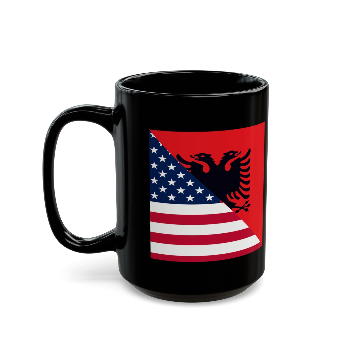 Albanian American Flag Albania USA Black Mug (11oz, 15oz)