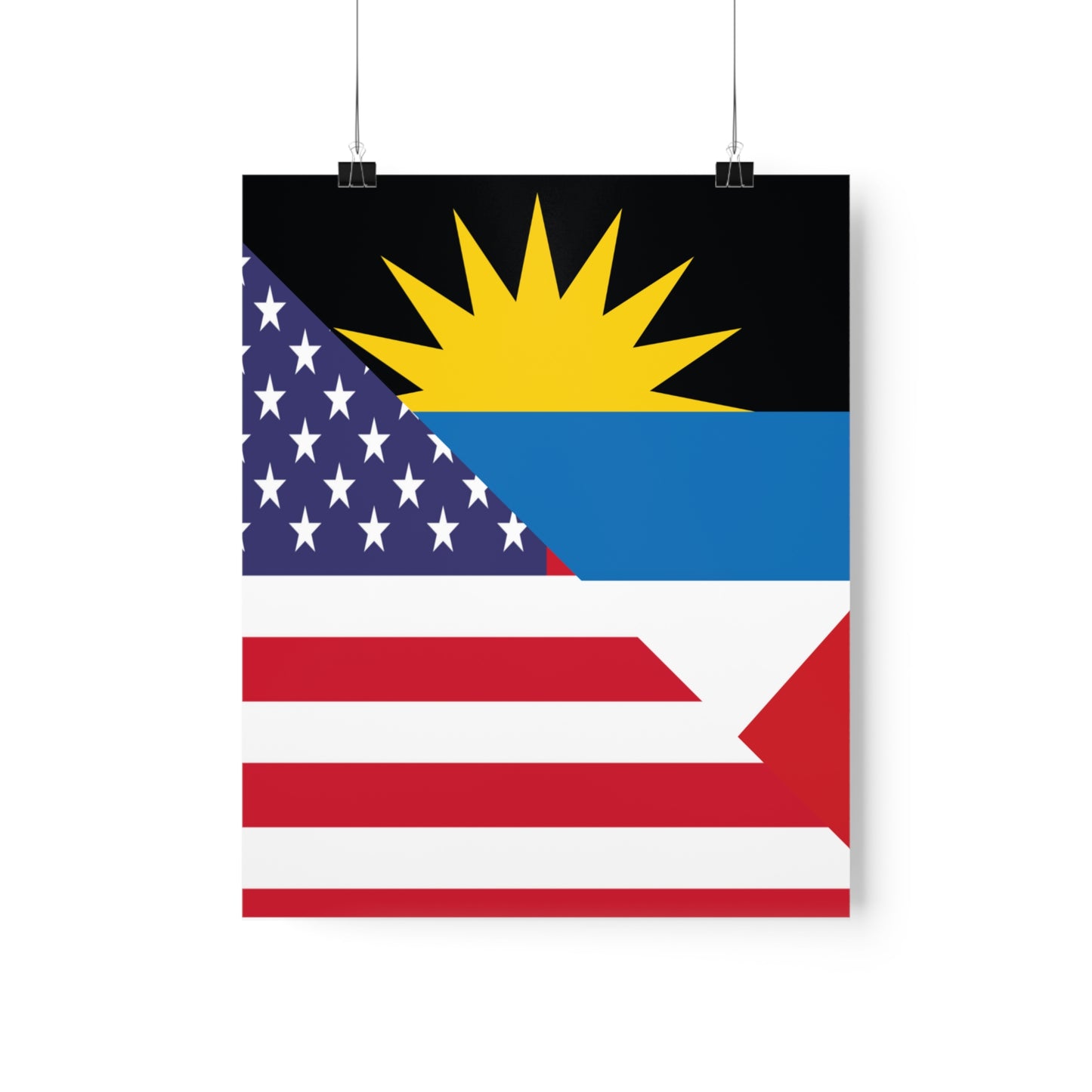 Antigua and Barbuda American Flag Antiguan USA Premium Matte Poster