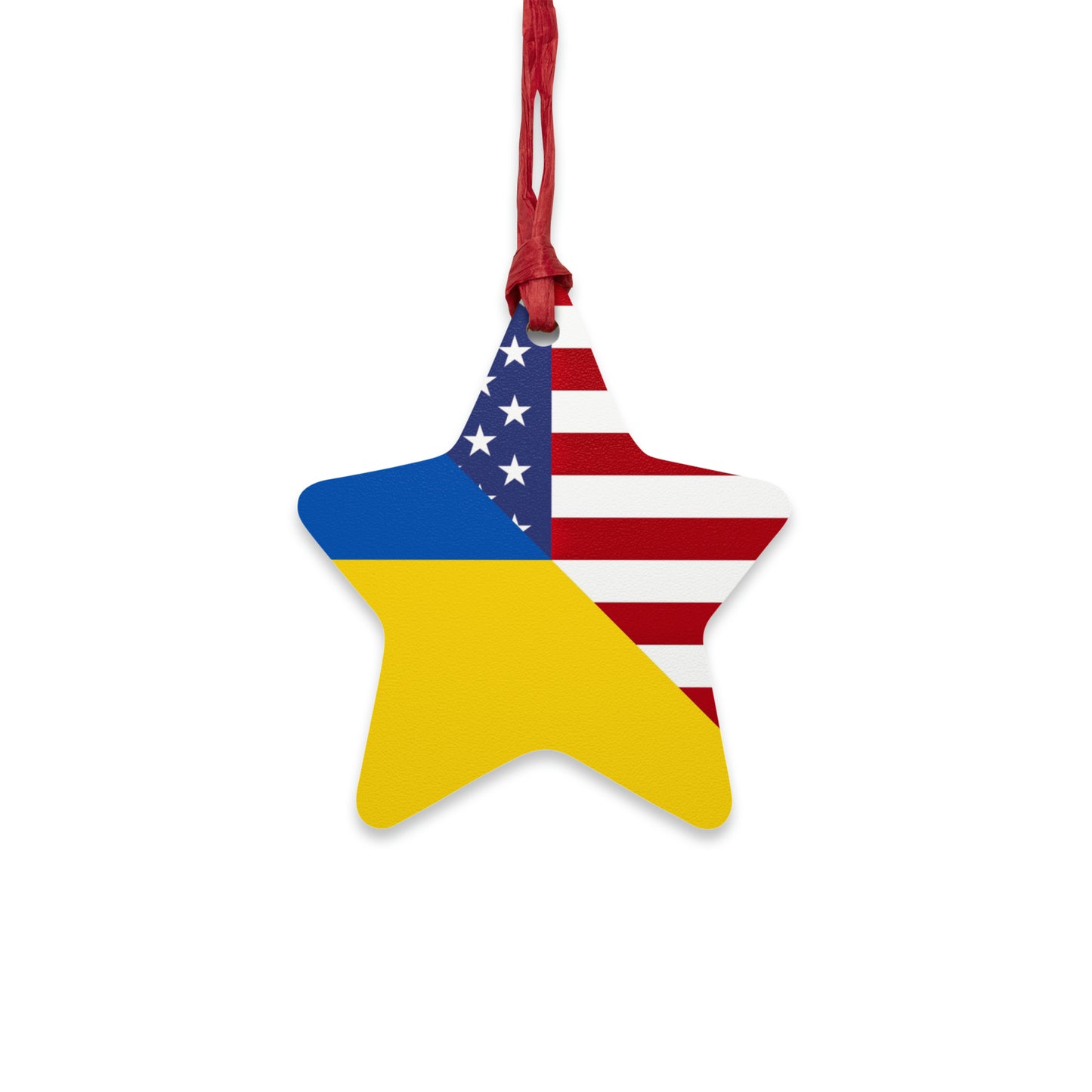 Ukrainian American Flag | Half Ukraine USA Wooden Ornament