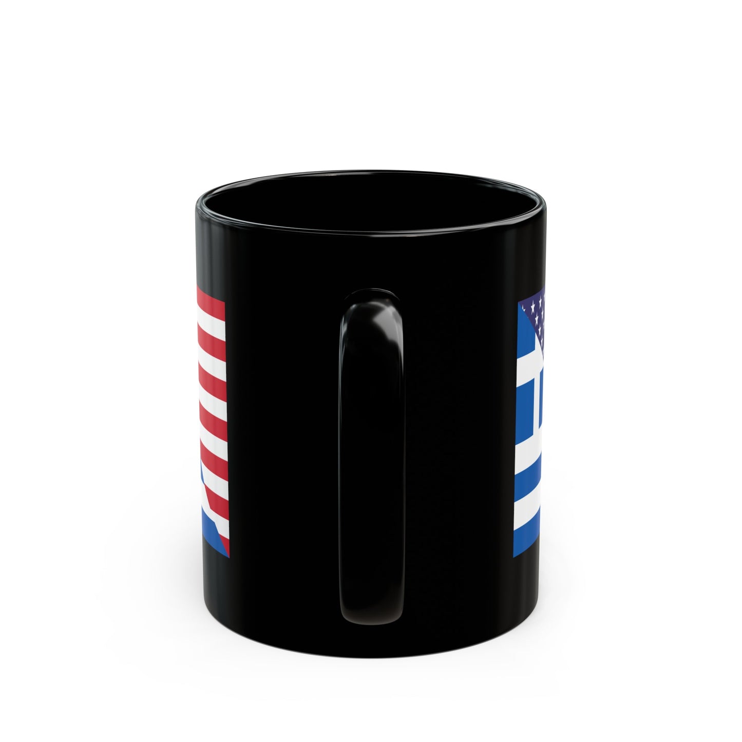 Greek American Flag Half Greece USA Black Mug (11oz, 15oz)