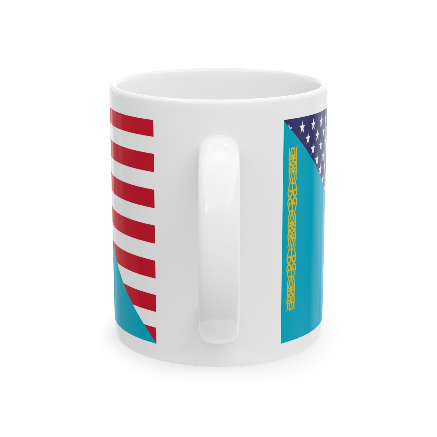 Kazakhstan American Flag USA Ceramic Mug 11oz, 15oz Cup