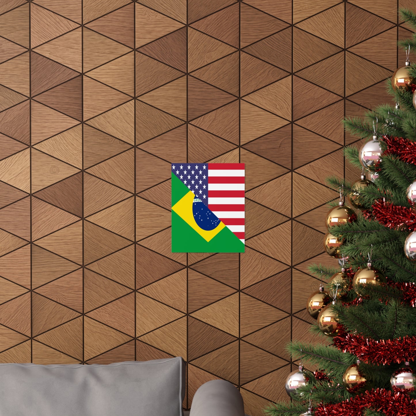 Brazilian American Flag Half Brazil USA Brasil Premium Matte Poster