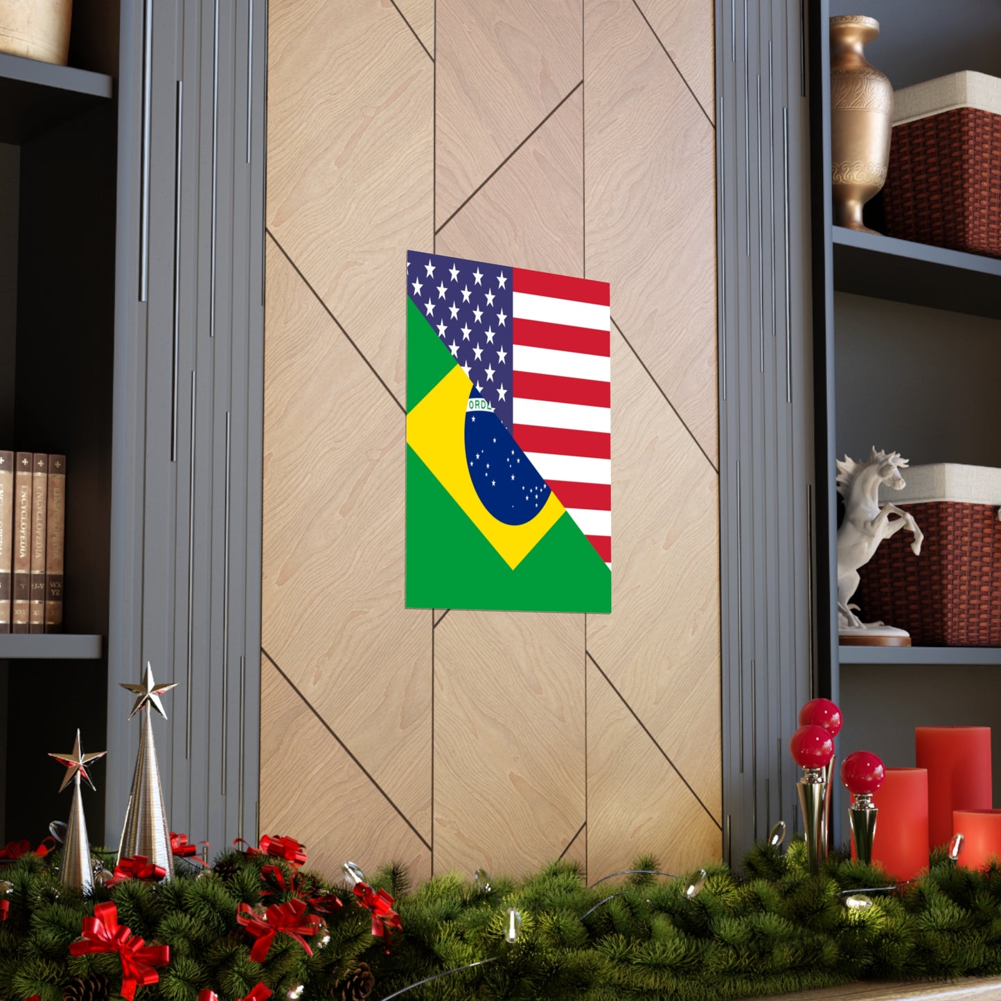 Brazilian American Flag Half Brazil USA Brasil Premium Matte Poster