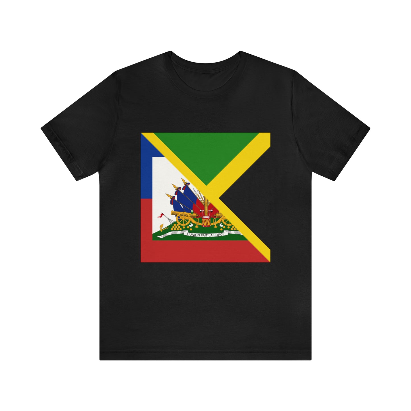 Half Haitian Jamaican Flag Tee | Haiti Jamaica Men Women Shirt