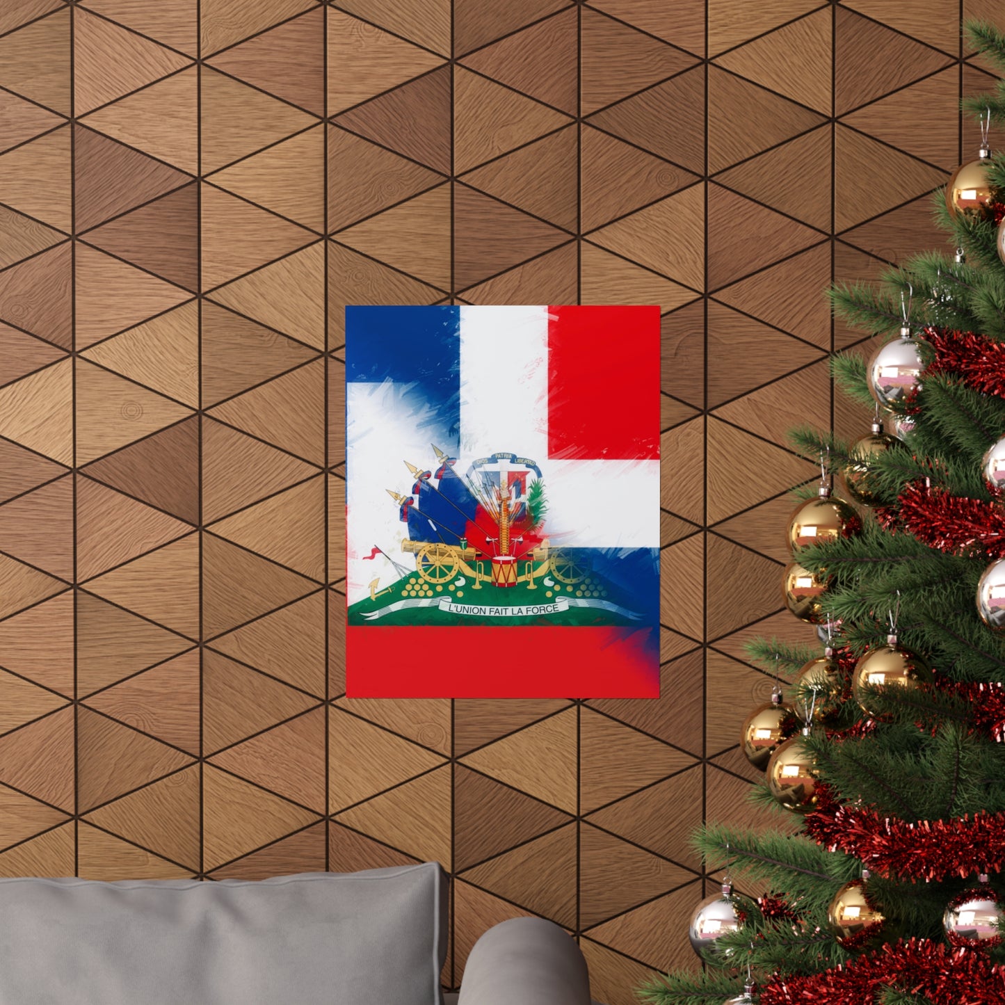 Haiti Dominican Republic Flag | Hispaniola DR Half Haitian Dominican Flag Premium Matte Poster