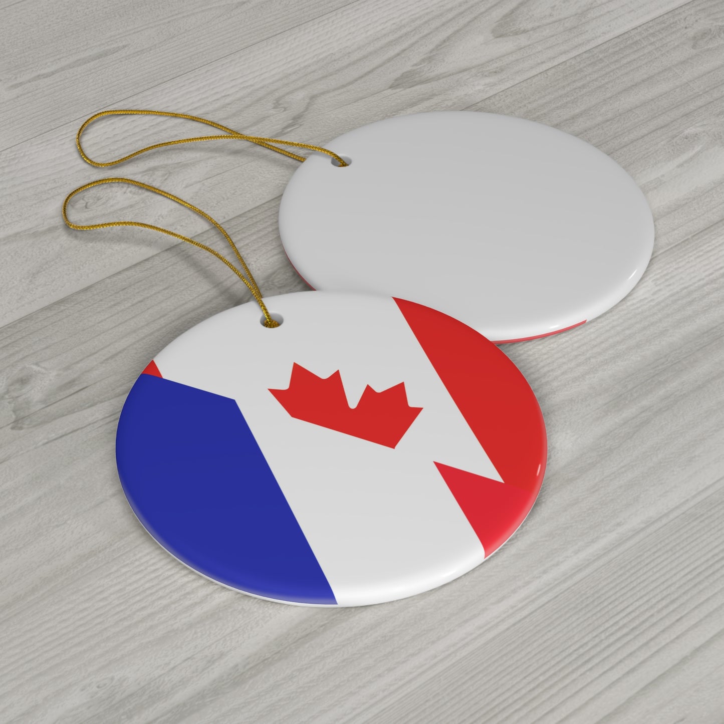 French Canadian Flag France Canada Ceramic Ornament | Christmas Tree Ornaments