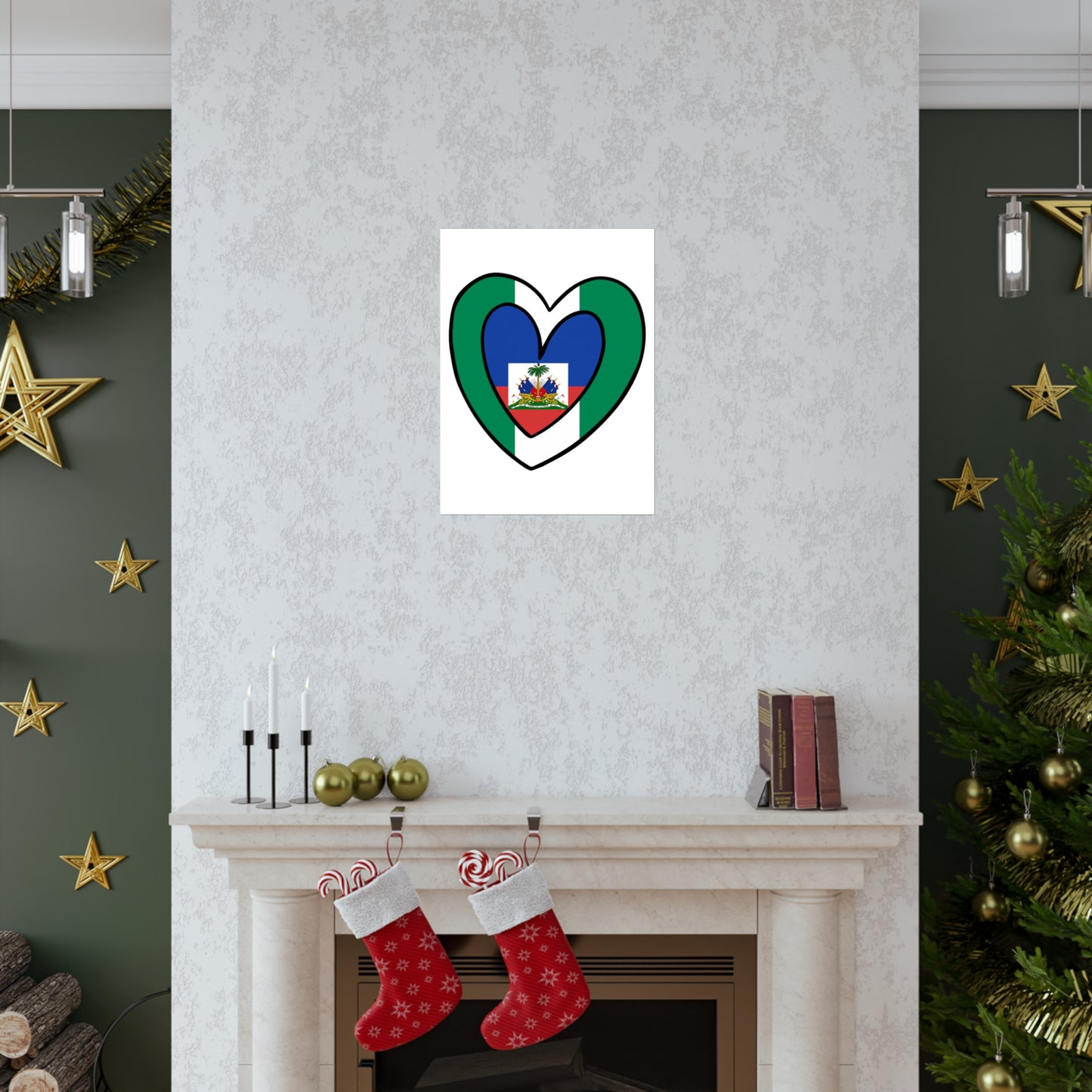 Nigerian Haitian Flag Inner Heart Nigeria Haiti  Premium Matte Poster