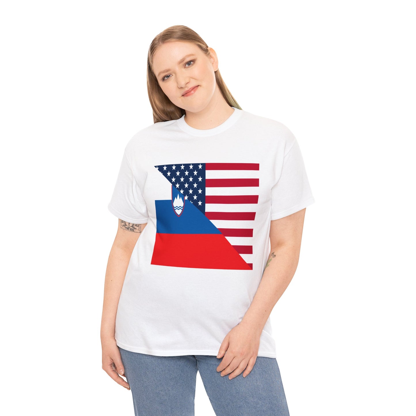 Slovenia American Flag Half Slovenian USA T-Shirt | Unisex Tee Shirt