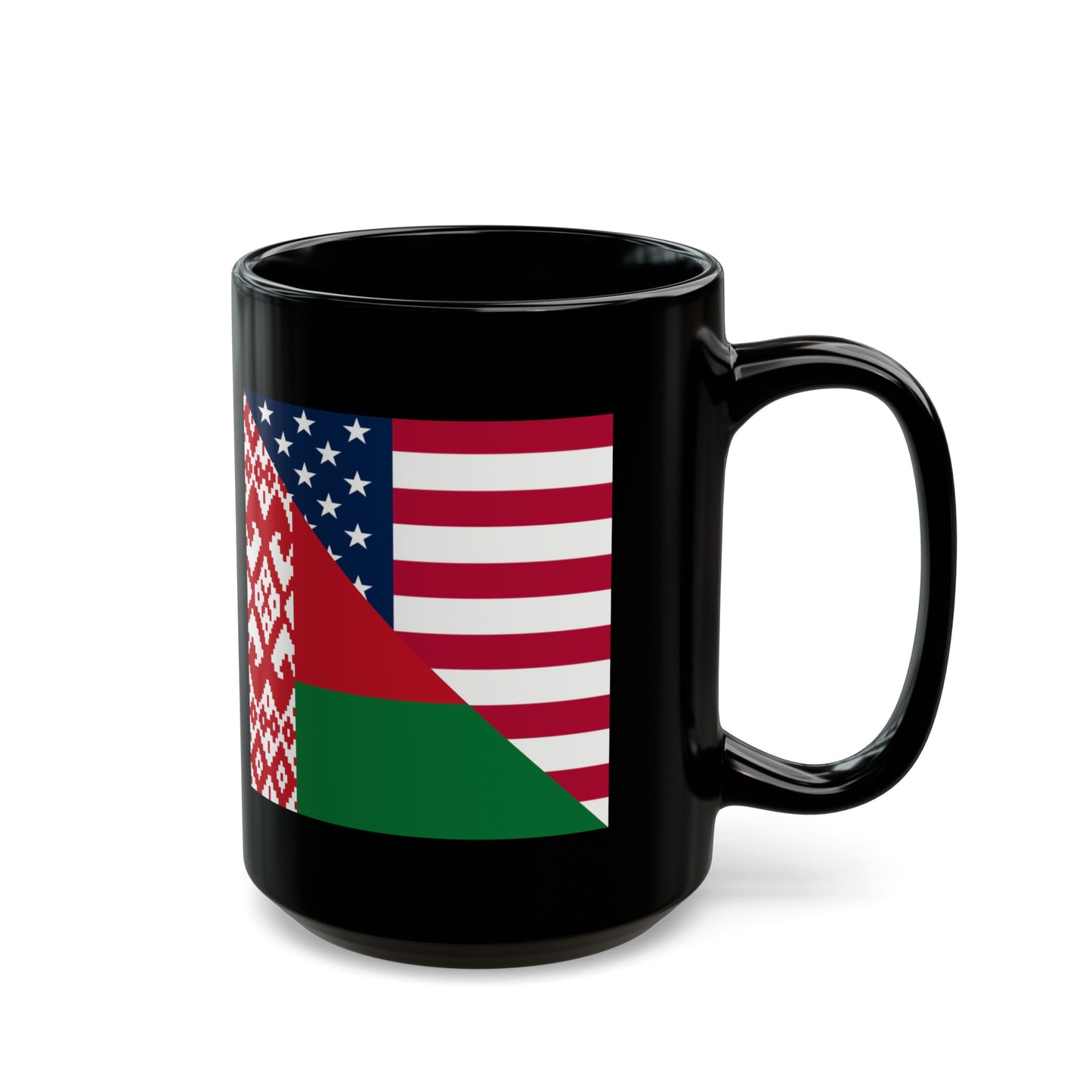 Belarus American Flag Half USA Black Mug (11oz, 15oz)