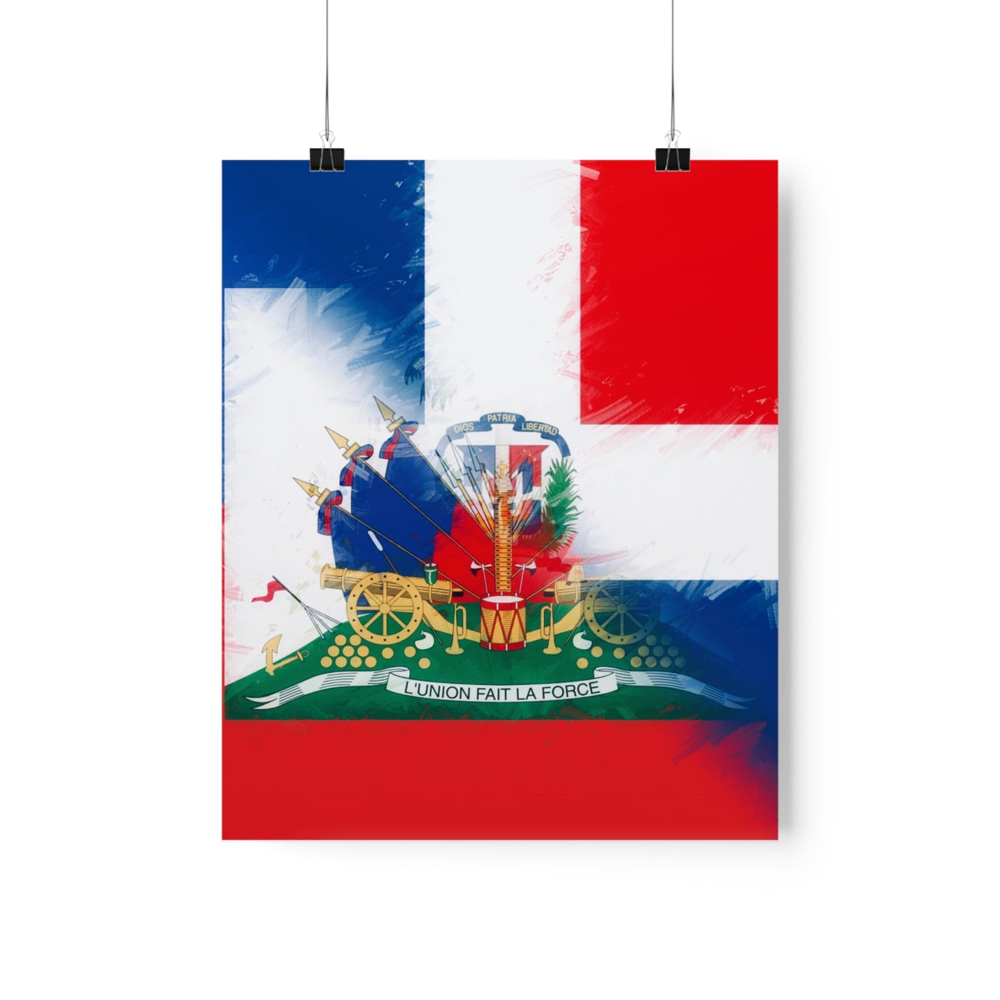 Haiti Dominican Republic Flag | Hispaniola DR Half Haitian Dominican Flag Premium Matte Poster