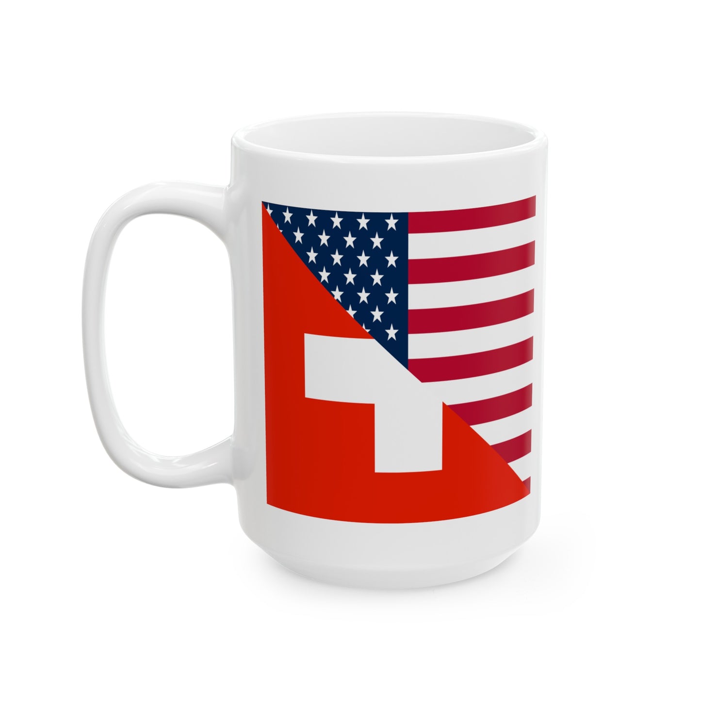 Swiss American Flag Switzerland USA Ceramic Mug 11oz, 15oz Cup