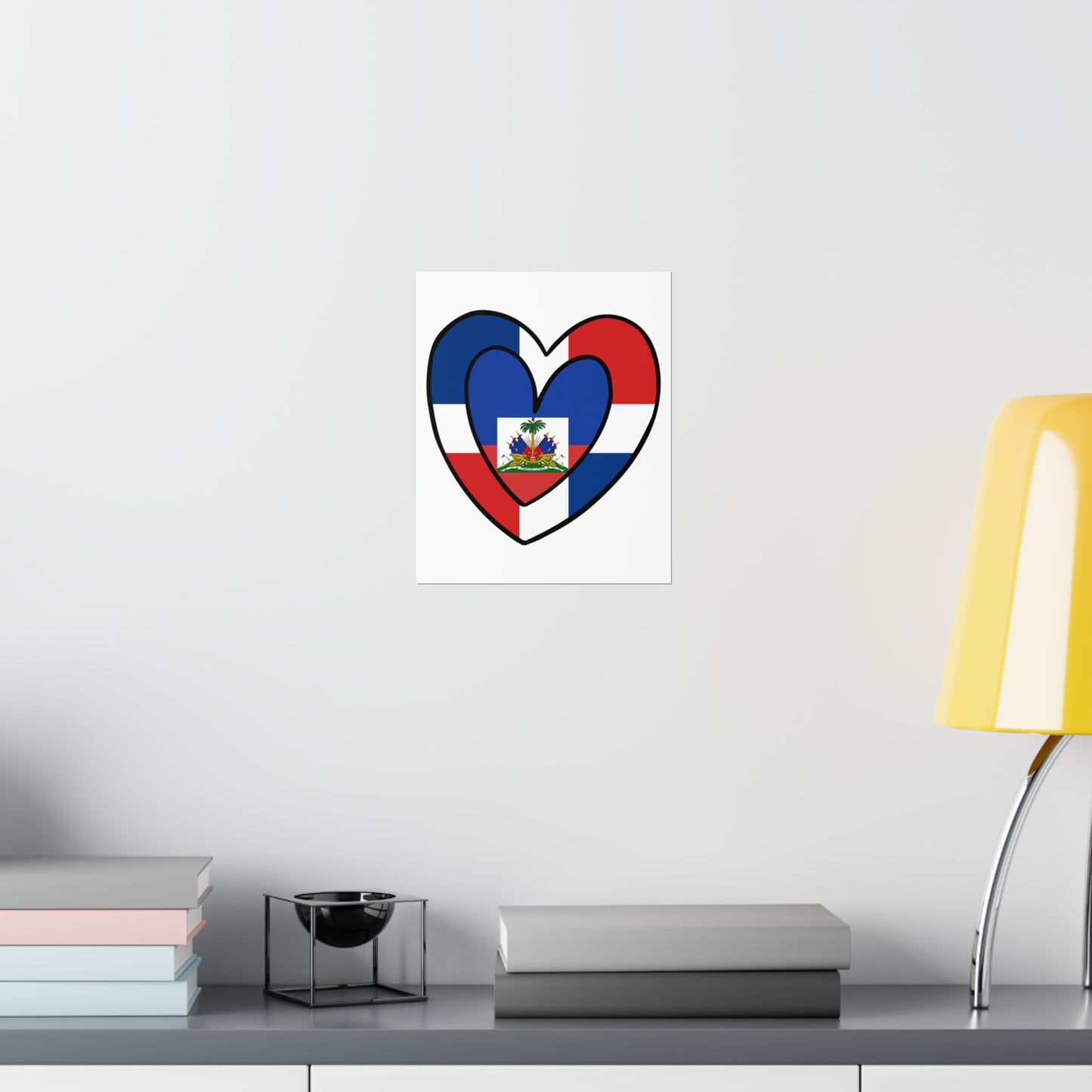 Dominican Haitian Flag Inner Heart DR Republic Haiti  Premium Matte Poster