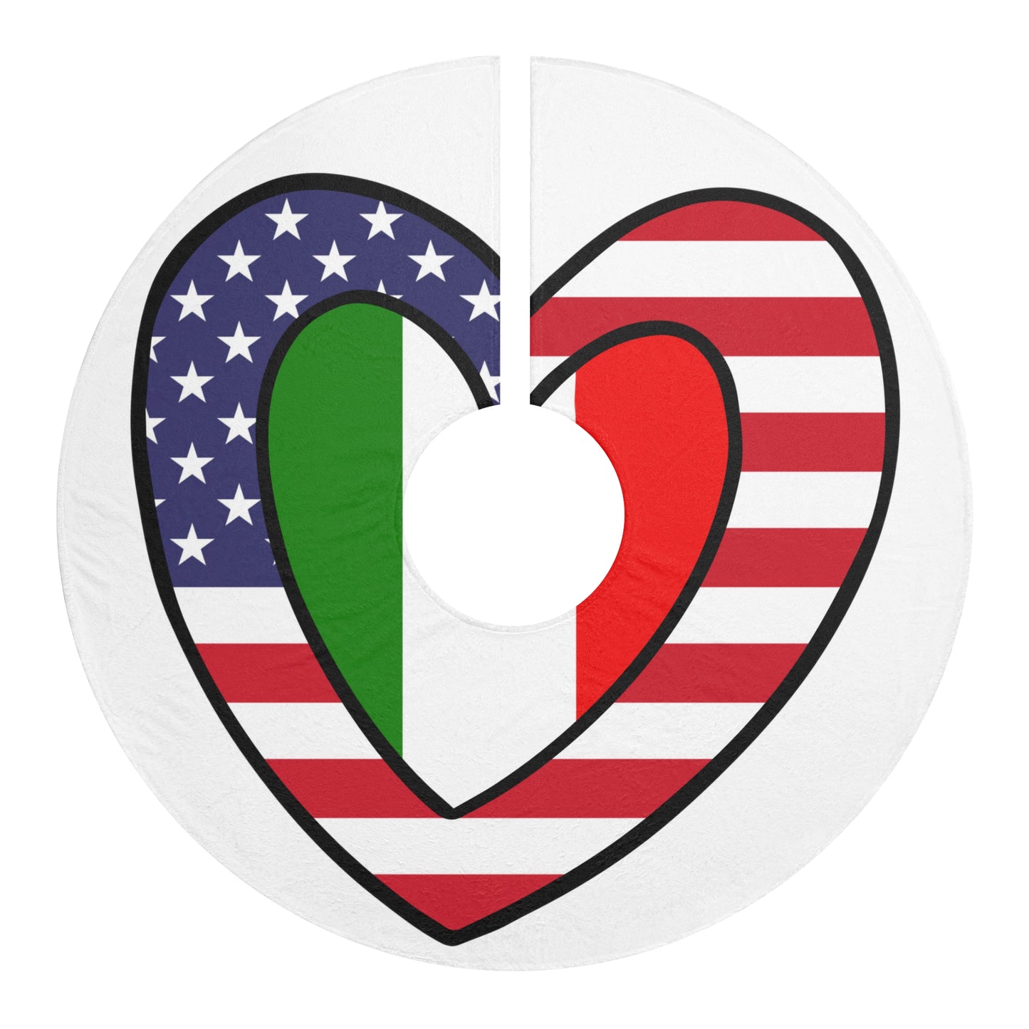 American Italian Flag Inner Heart USA Italy Christmas Tree Skirt