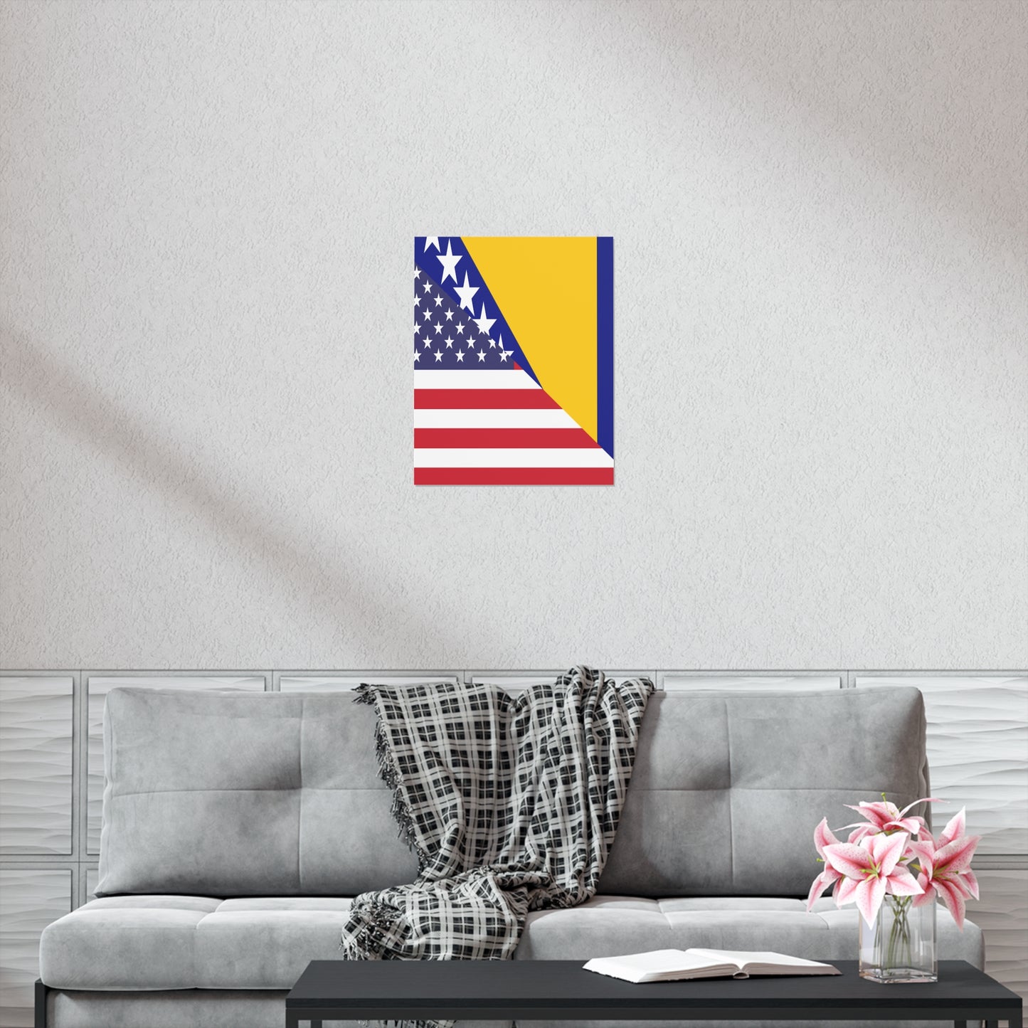 Bosnia Herzegovina American Flag Premium Matte Poster