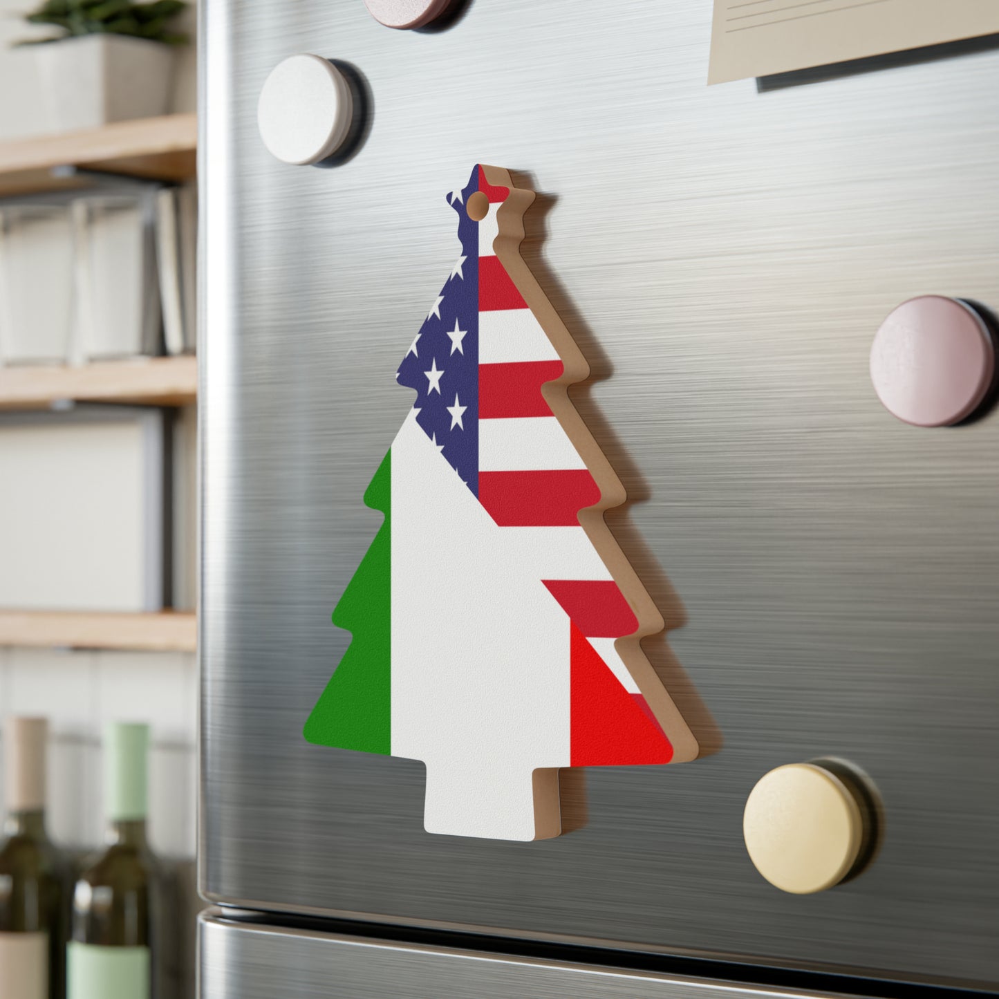 Italian American Flag Italy Italiano USA Wooden Ornament