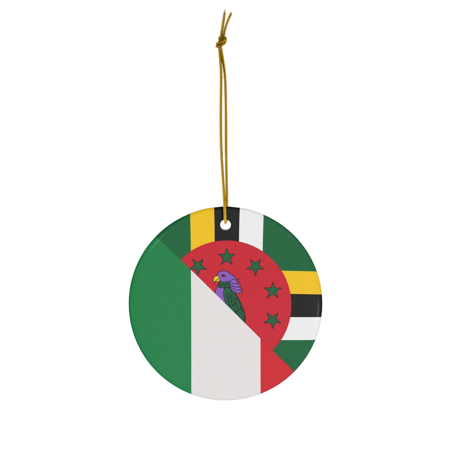 Italy Dominica Flag Half Italian Dominican Ceramic Ornament | Christmas Tree Ornaments