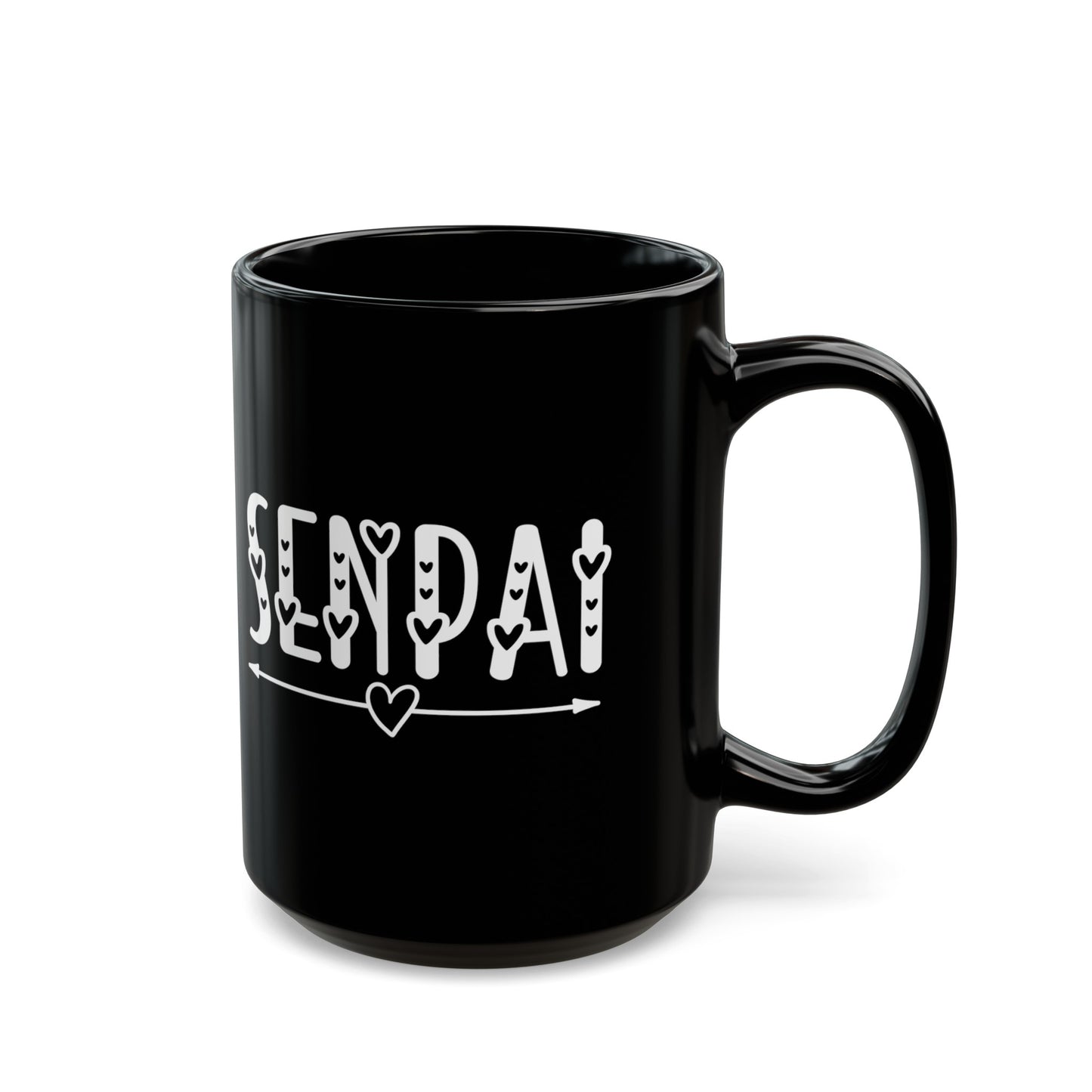 Senpai Hearts Anime Black Mug (11oz, 15oz)