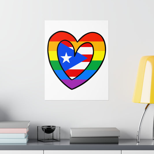 Puerto Rican Rainbow Flag Heart PR Pride Parade Premium Matte Poster