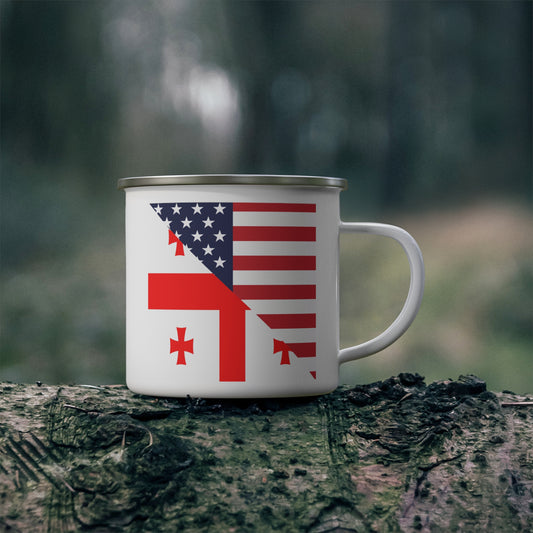 Georgian American Flag Georgia USA 12oz Enamel Mug