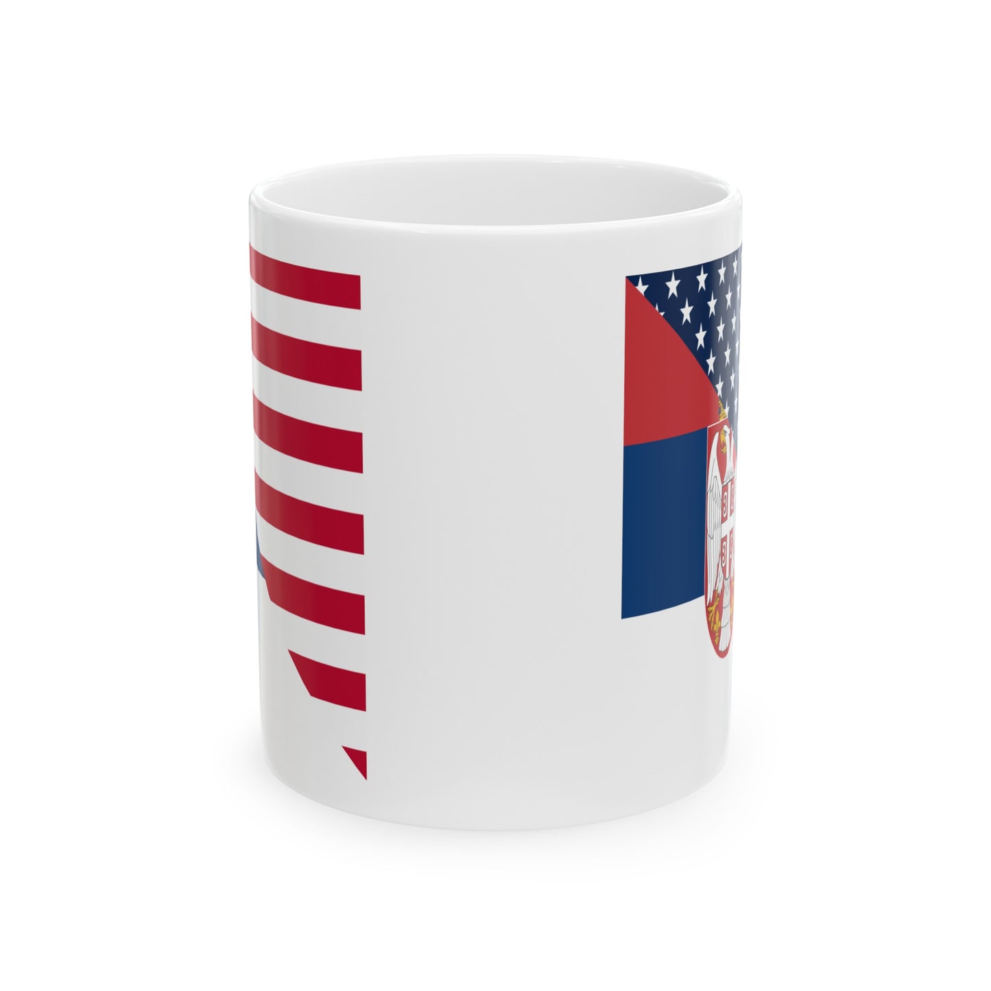 Serbian American Flag Half Serbia USA Ceramic Mug 11oz, 15oz Cup