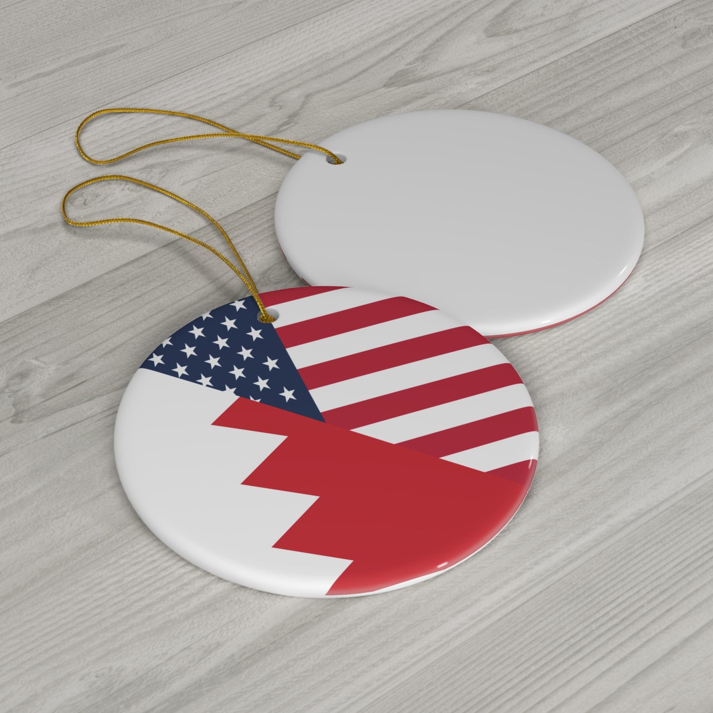 Bahrain American Flag Half Bahraini USA Ceramic Ornament | Christmas Tree Ornaments