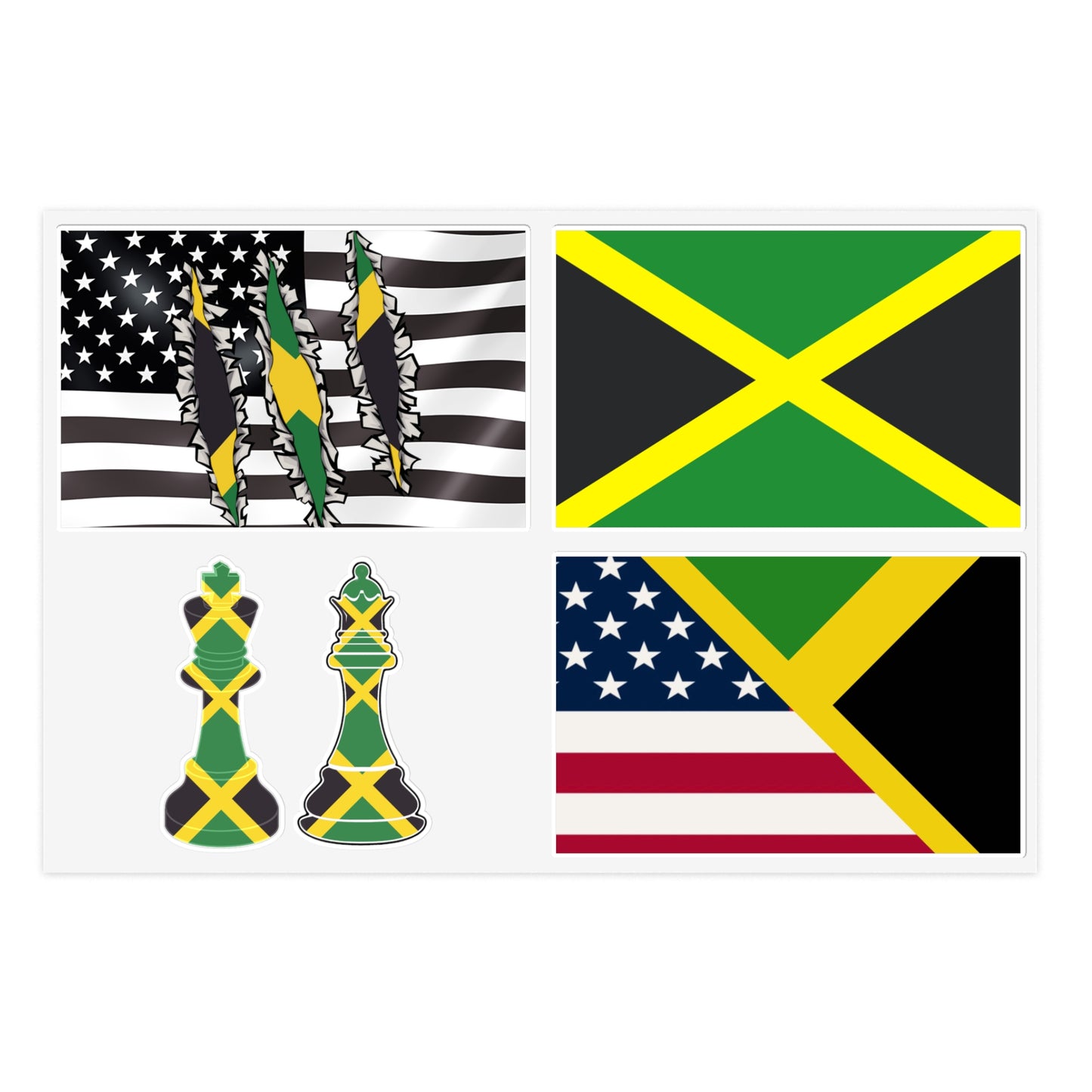 Jamaican Flag Sticker Sheets | Jamaica King Queen USA