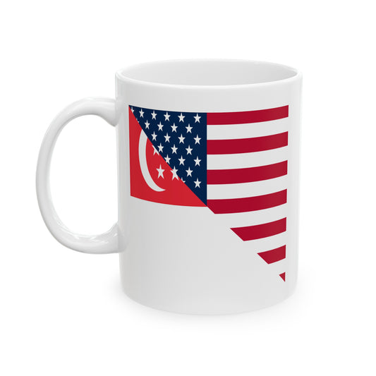 Singapore American Flag Half Singaporean USA Ceramic Mug 11oz, 15oz Cup