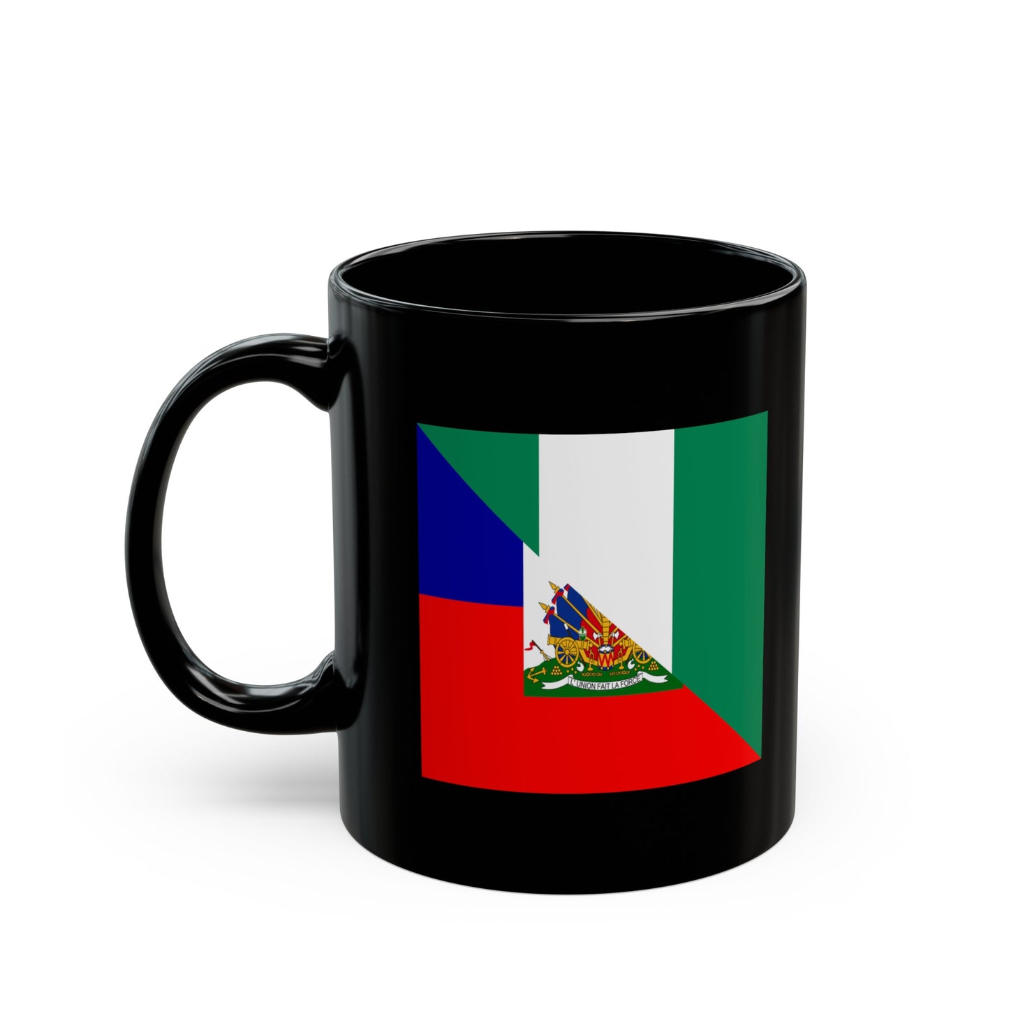 Haitian Nigerian Flag Half Haiti Nigeria Black Mug (11oz, 15oz)