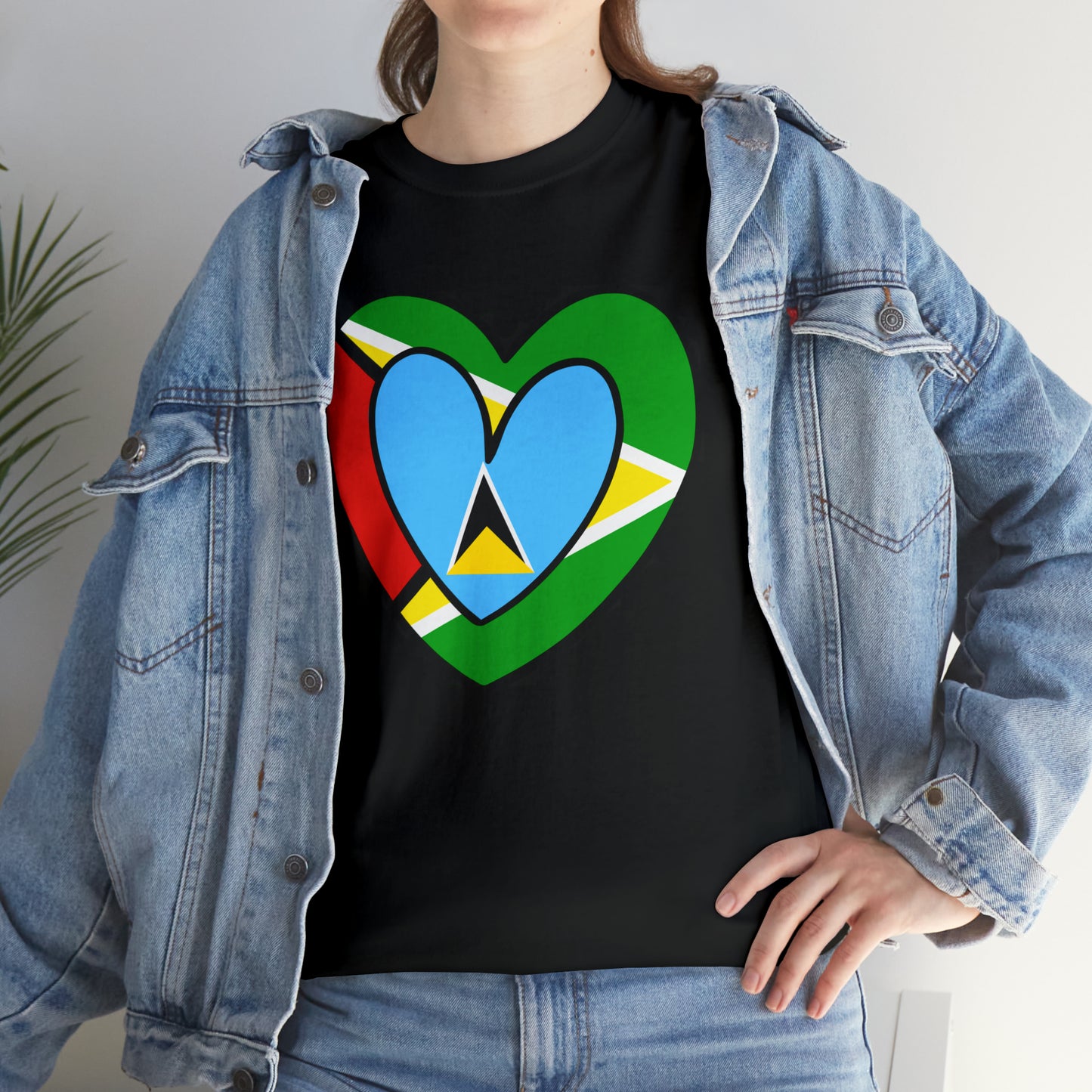 St Lucian Guyanese Heart Flag Guyana T-Shirt | Unisex Tee Shirt