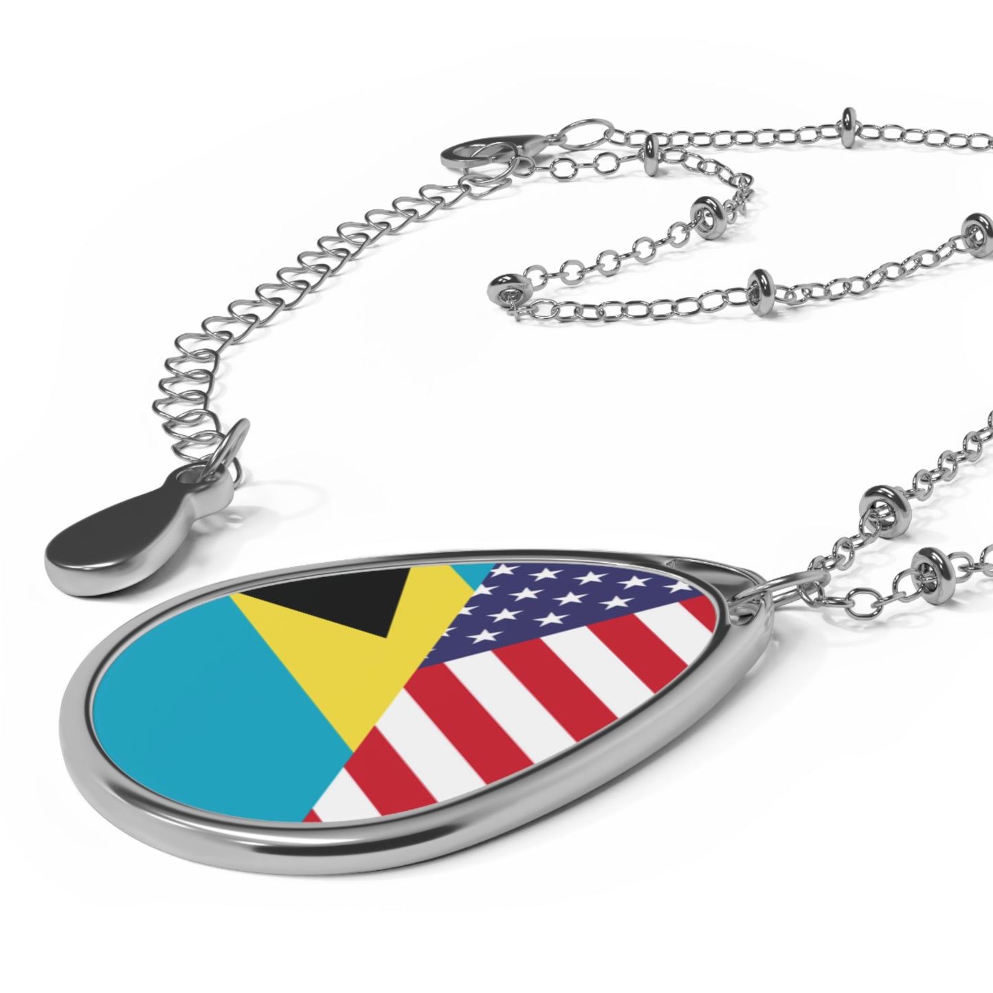 Bahamas American Flag Bahamian USA Oval Necklace One Size