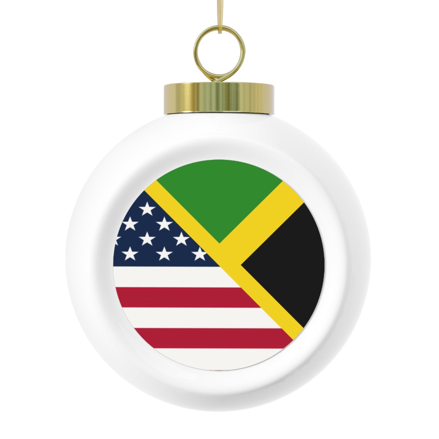 Jamaican American Flag | Jamaica United States Christmas Tree Ball Ornament