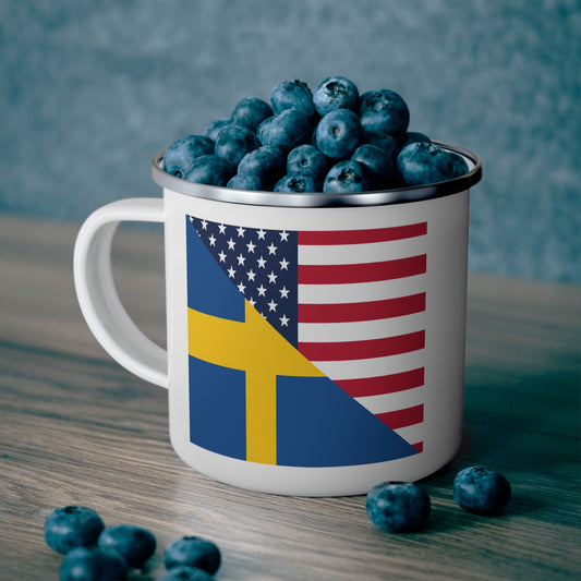 Swedish American Flag Sweden USA 12oz Enamel Mug