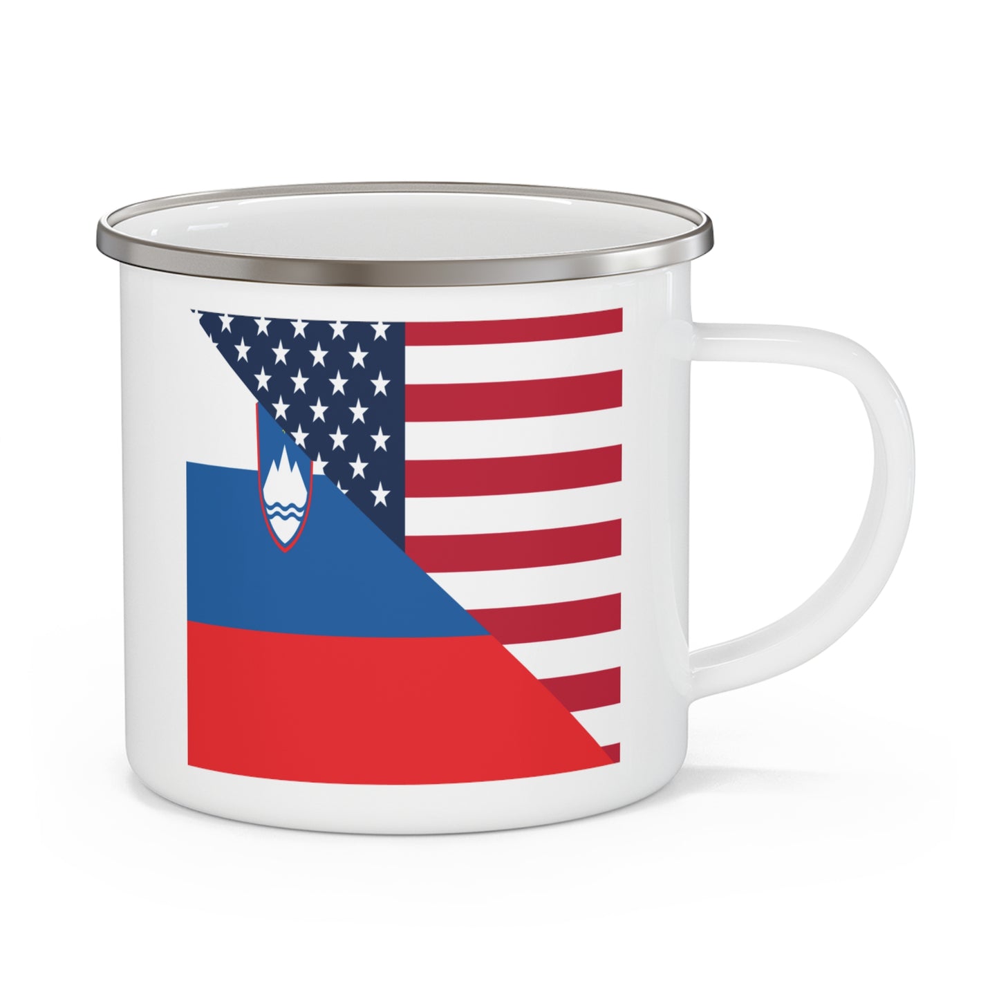 Slovenia American Flag Half Slovenian USA 12oz Enamel Mug