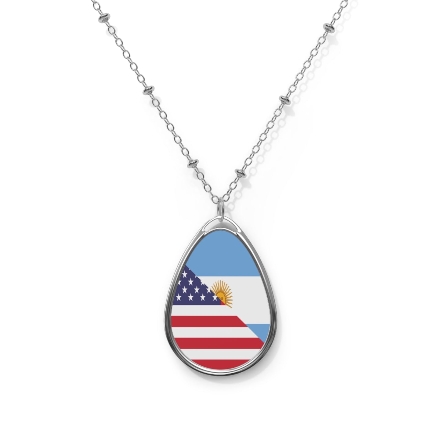 Argentina American Flag Argentinian USA Half Oval Necklace One Size