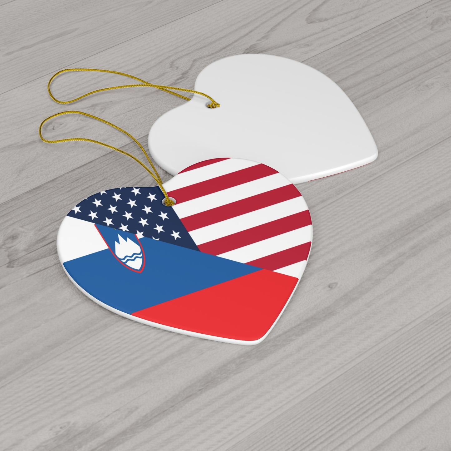 Slovenia American Flag Half Slovenian USA Ceramic Ornament | Christmas Tree Ornaments