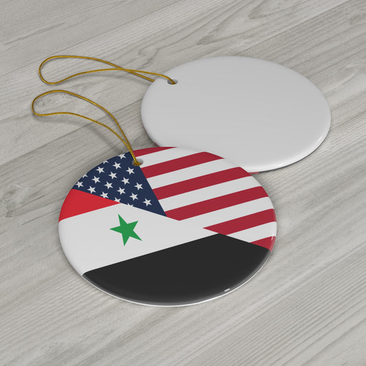 Syrian American Flag Half Syria USA Ceramic Ornament | Christmas Tree Ornaments