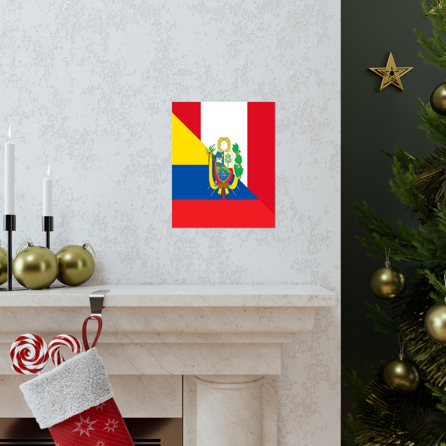 Peru Ecuador Flag Peruvian Ecuadorian Premium Matte Poster