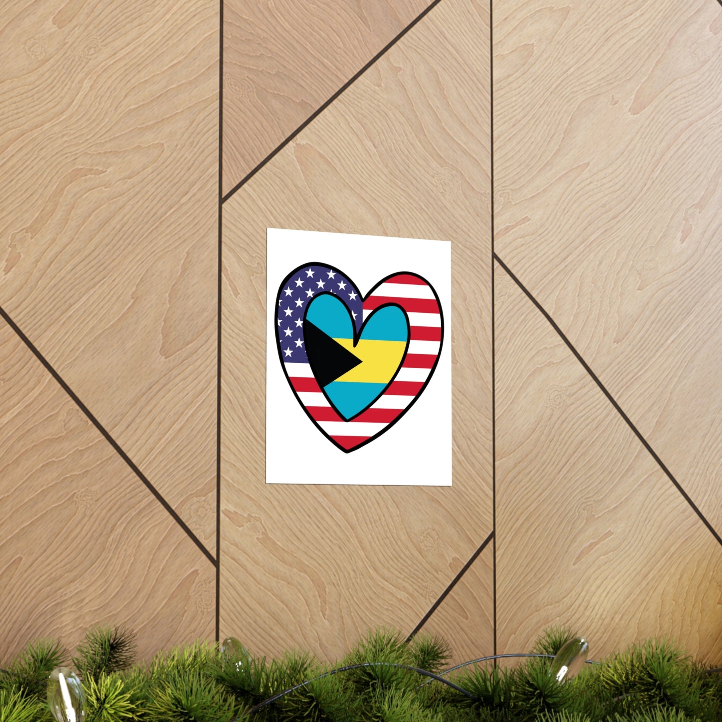 Bahamas American Heart Valentines Day Gift Half Bahamian USA Flag Premium Matte Poster