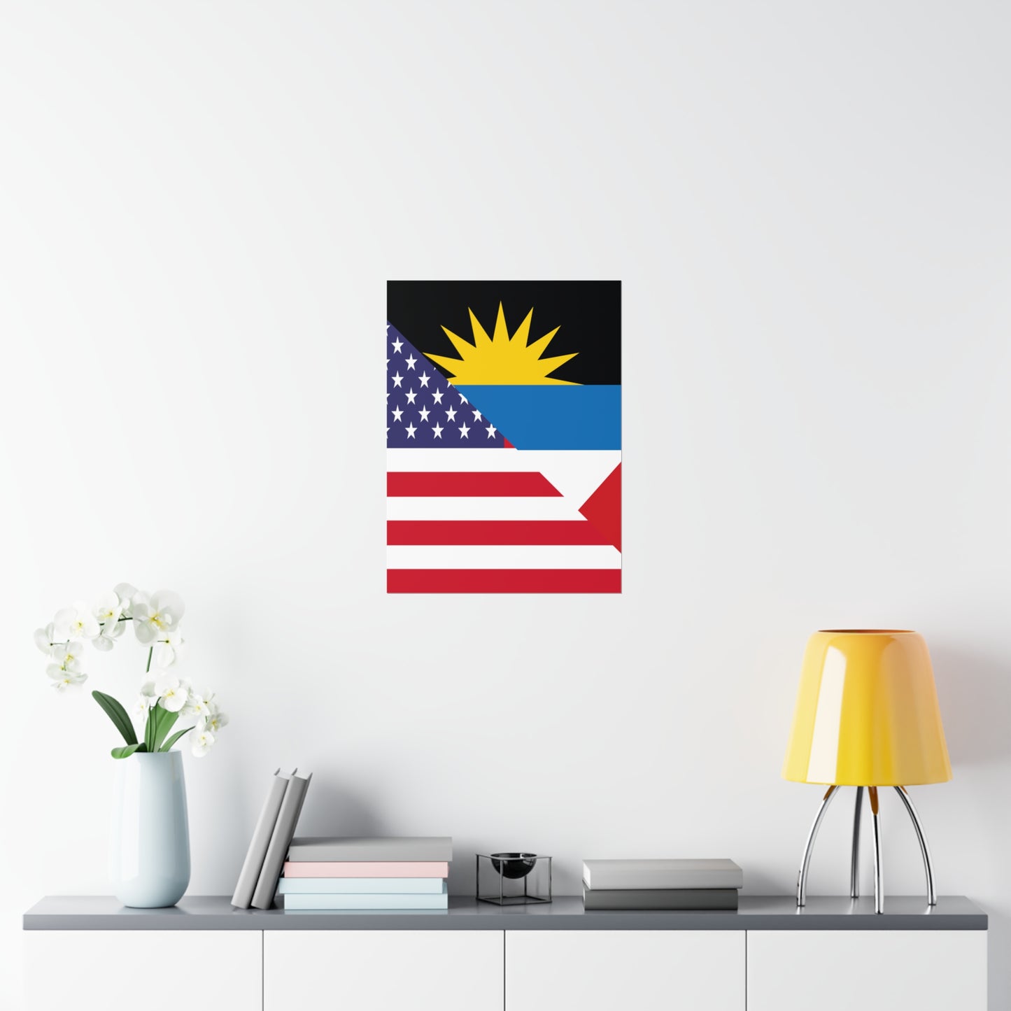 Antigua and Barbuda American Flag Antiguan USA Premium Matte Poster