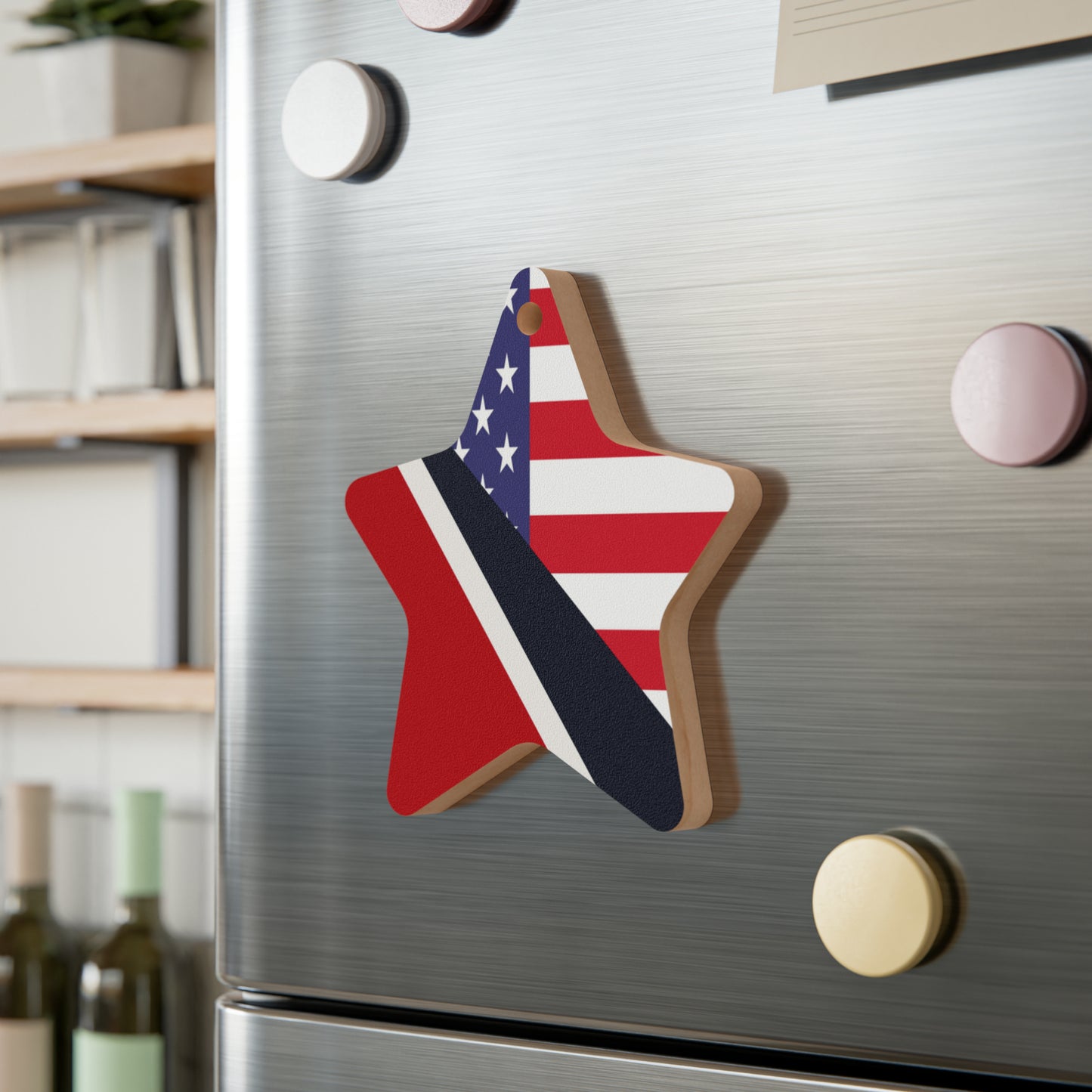 Trinidad American Flag Trini USA Wooden Ornament