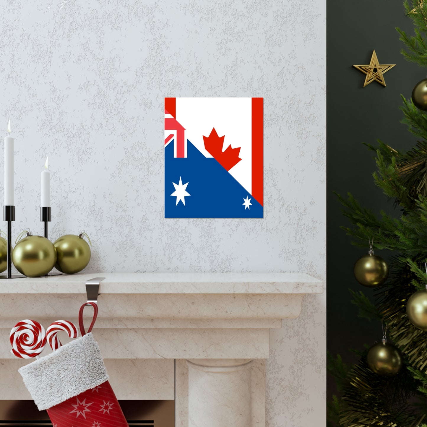 Australian Canadian Flag Half Australia Canada Premium Matte Poster