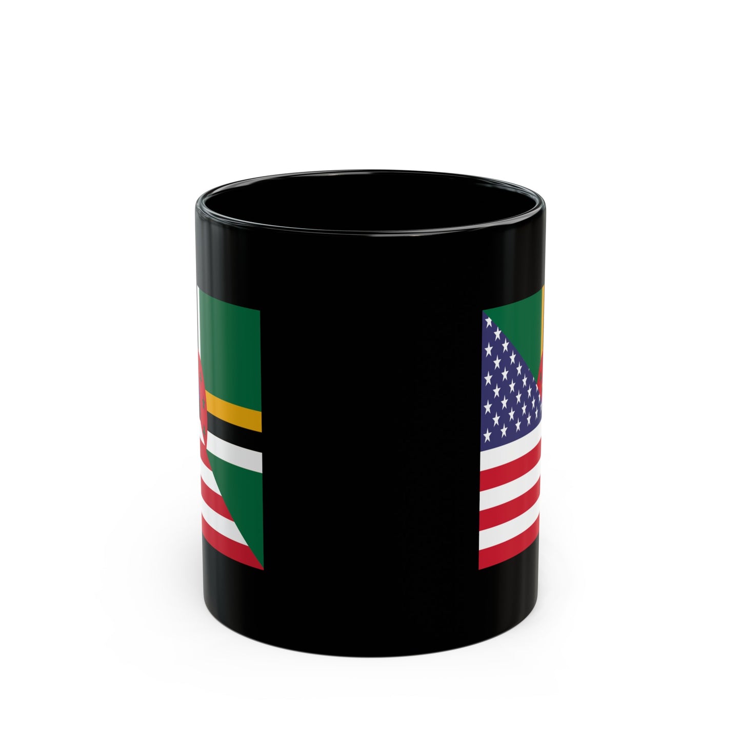 Dominican American Flag Dominica USA Half Black Mug (11oz, 15oz)