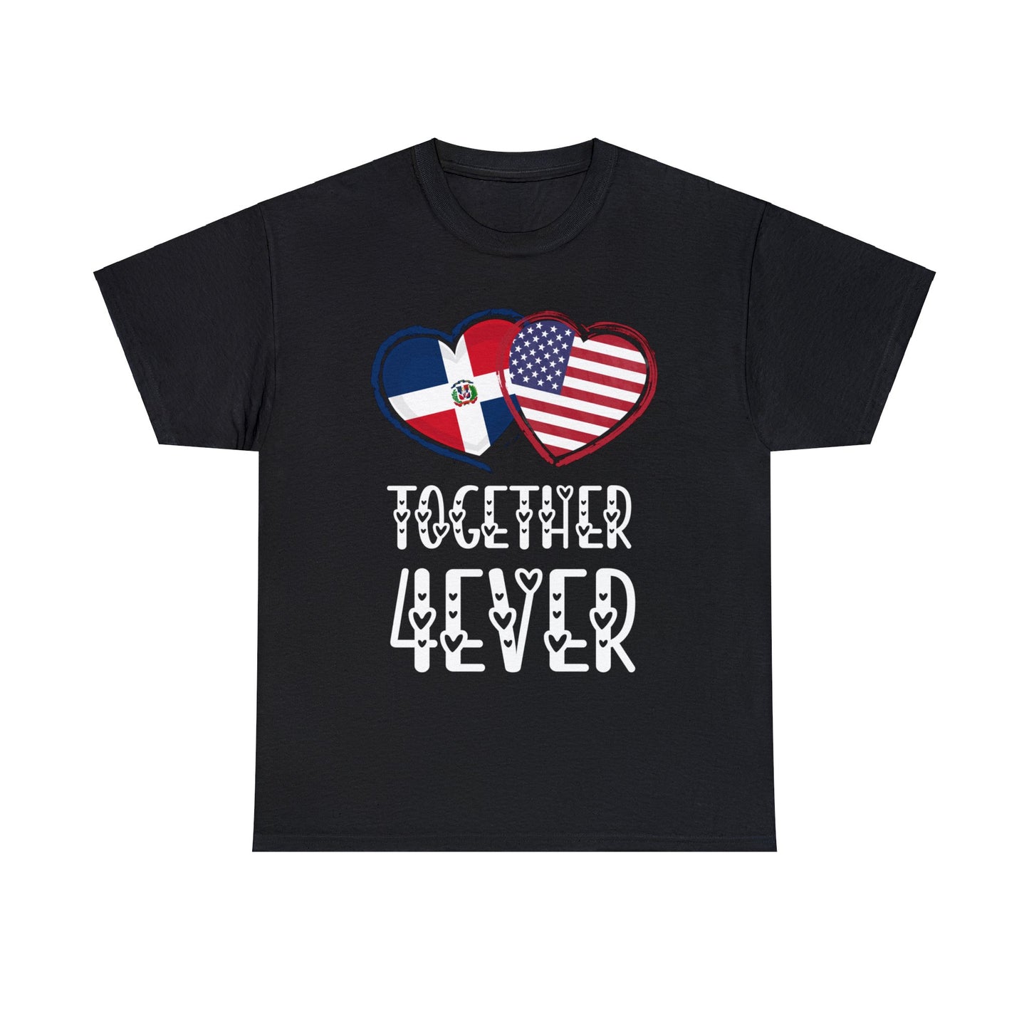 Dominican Republic USA Valentines Gift Flag Heart Dominican American Together 4ever T-Shirt | Unisex Tee Shirt