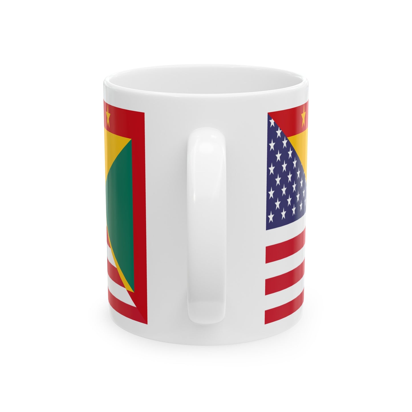 Grenadan American Flag Half Grenada USA Ceramic Mug 11oz, 15oz Cup