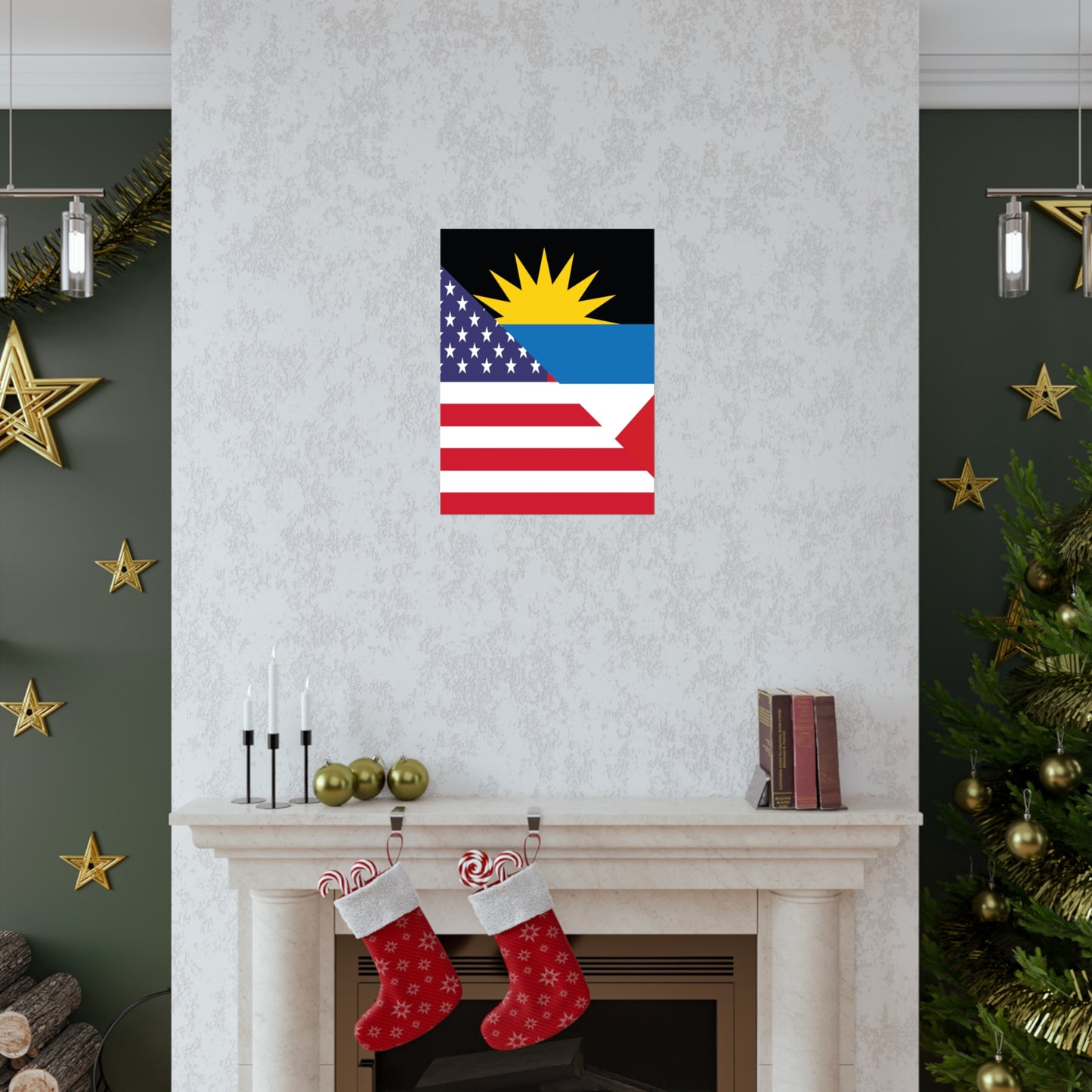 Antigua and Barbuda American Flag Antiguan USA Premium Matte Poster