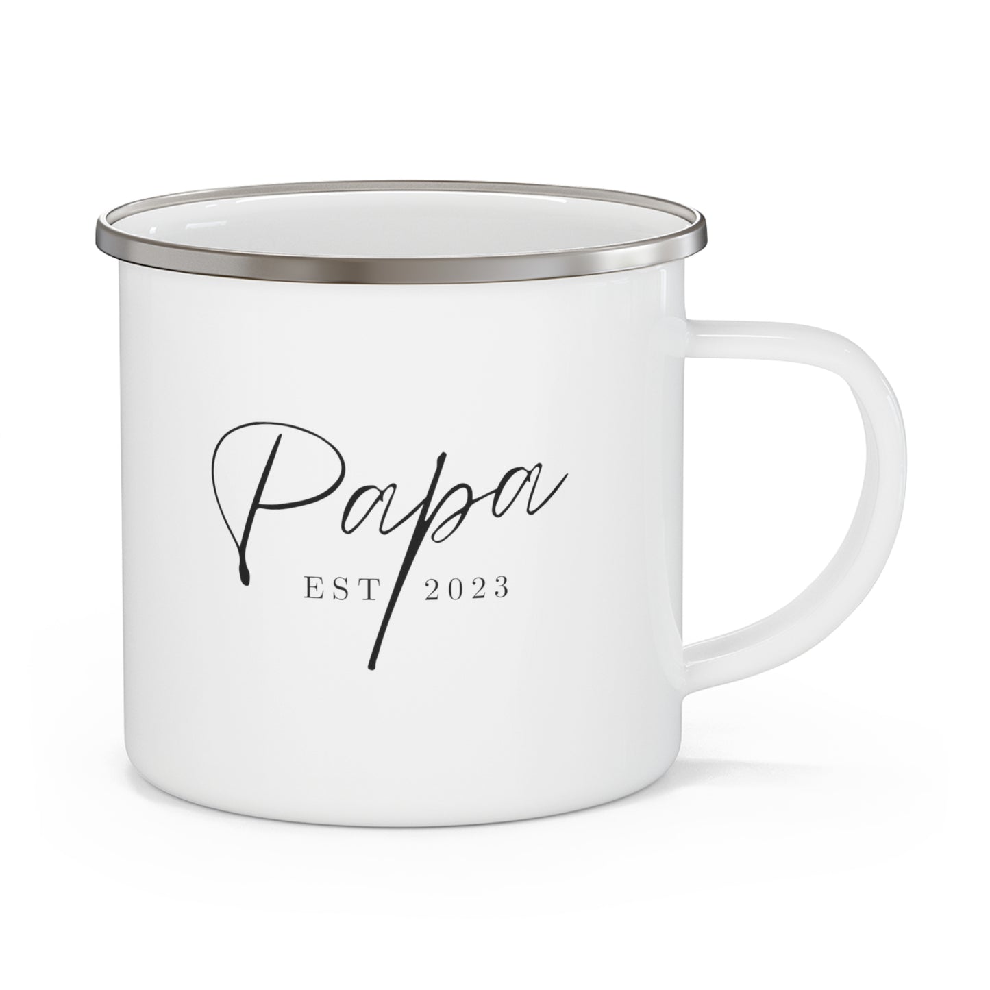 Papa Est 2023 Fathers Day Gift for Dad 12oz Enamel Mug