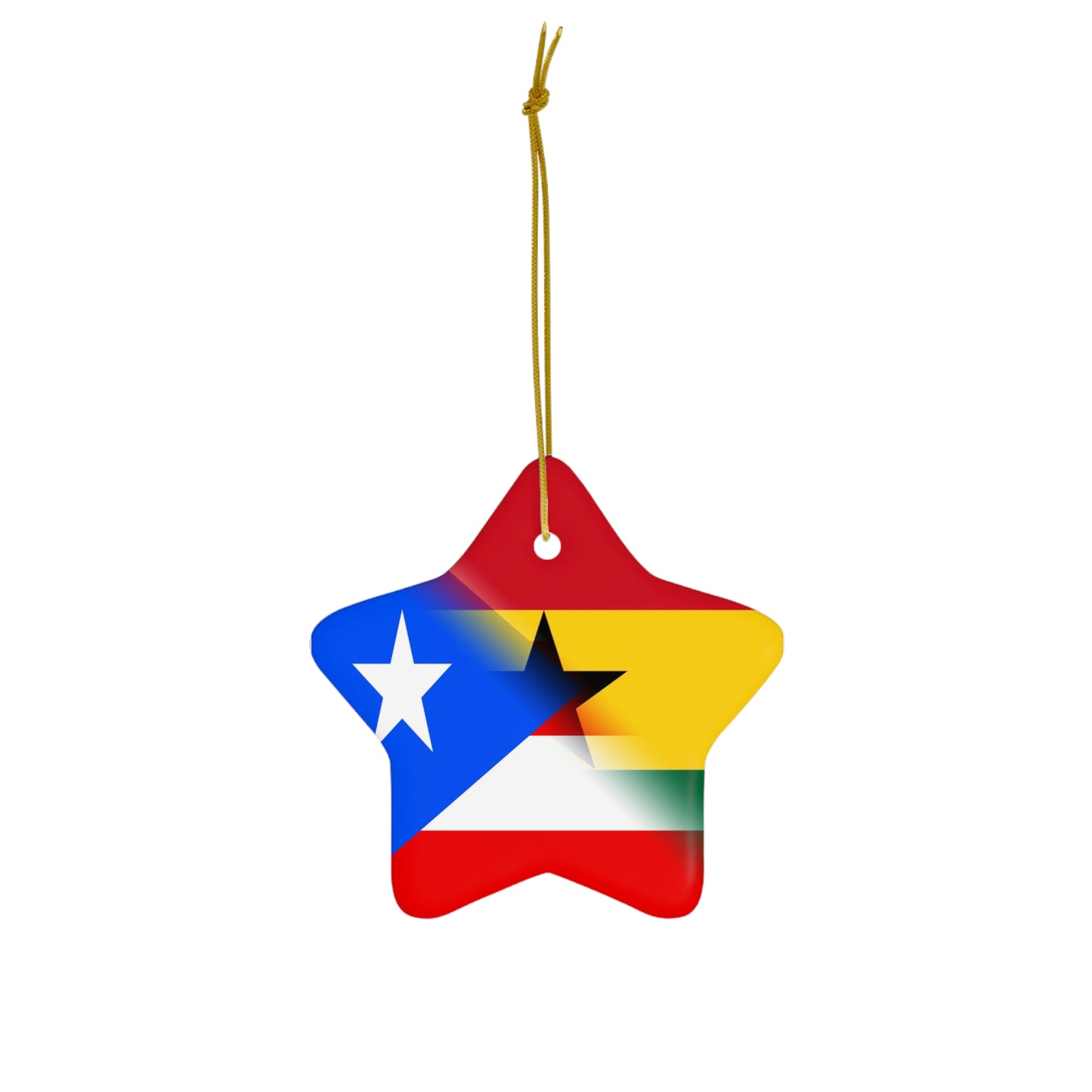 Puerto Rican Ghanaian Flag PR Ghana Ceramic Ornament | Christmas Tree Ornaments