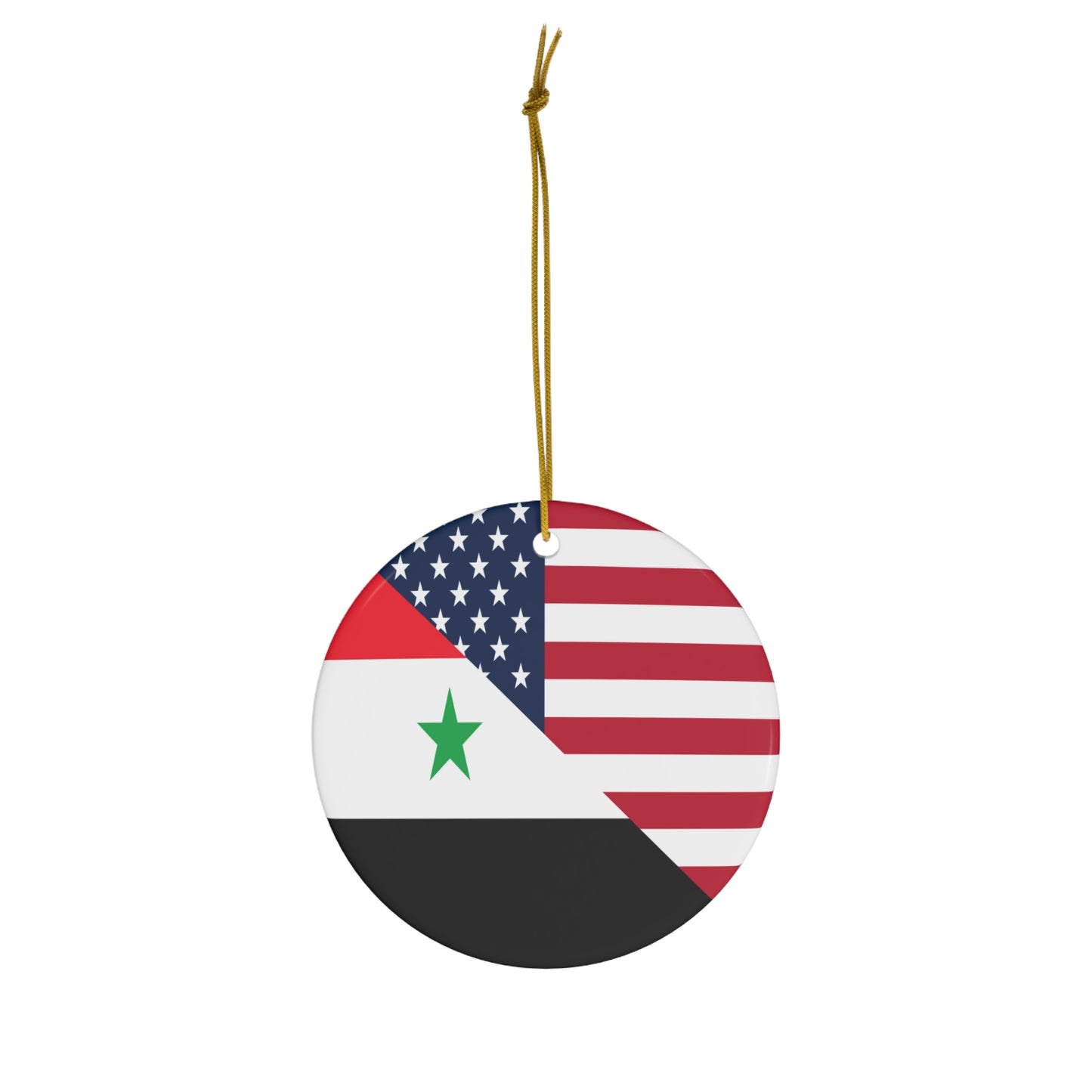 Syrian American Flag Half Syria USA Ceramic Ornament | Christmas Tree Ornaments