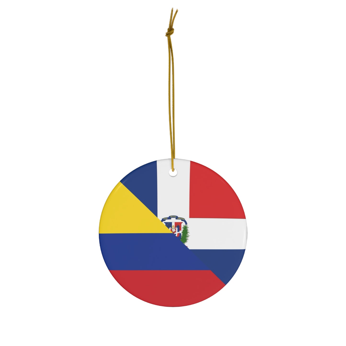 Dominican Colombian Flag Ceramic Ornaments | DR Colombia Dominican Republic Christmas Tree